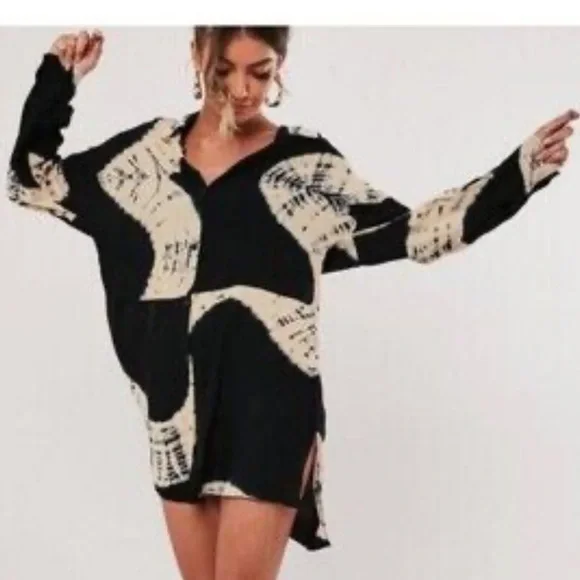 open lace back dress Funky Fusion Tie-Dye Oversized Shirt Dress  Farog